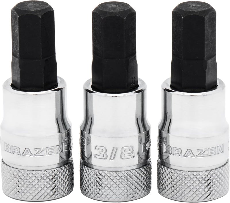 3/8" Hex Bit Socket/Allen Driver Three Pack (3/8" Drive, Short)